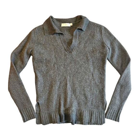 Tory burch wool Collared pullover v neck sweater Womens small gray - Picture 1 of 7
